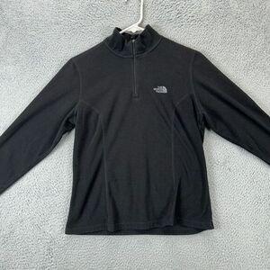The North Face‎ Pullover Sweatshirt Womens Medium Black Logo Quarter Zip Ladies